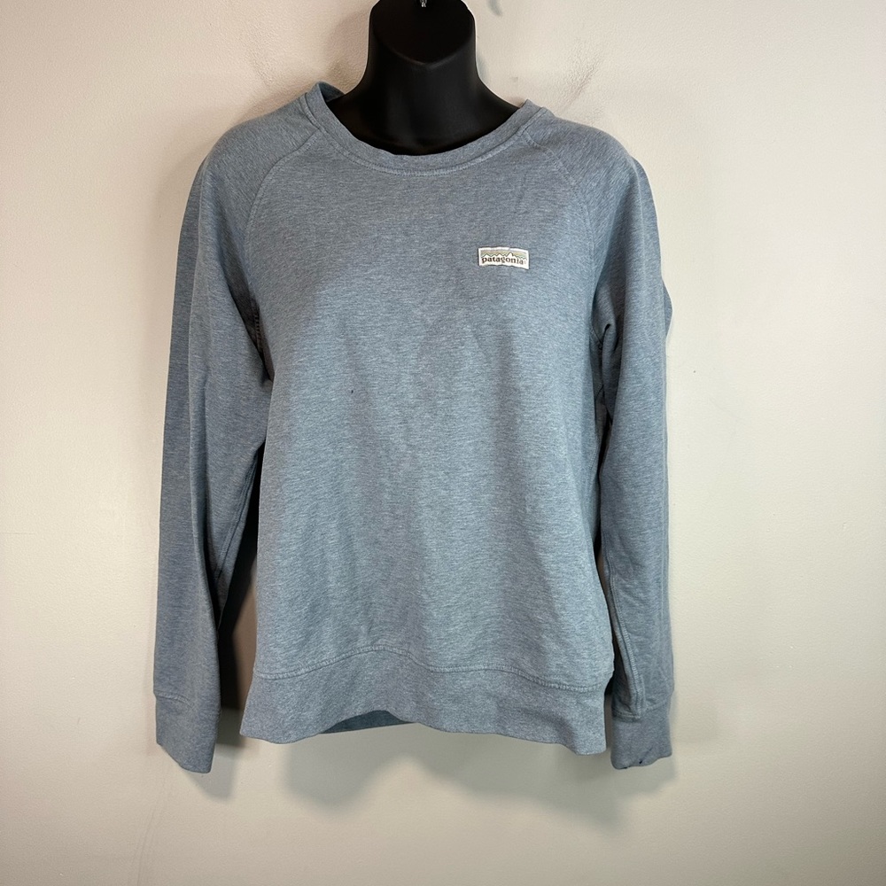 Patagonia Women's Pastel P-6 Label Ahnya Crewneck Sweater Blue Size Med